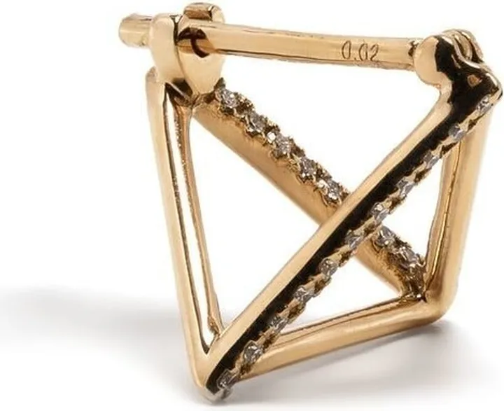 18kt yellow gold Triangle diamond stud earring