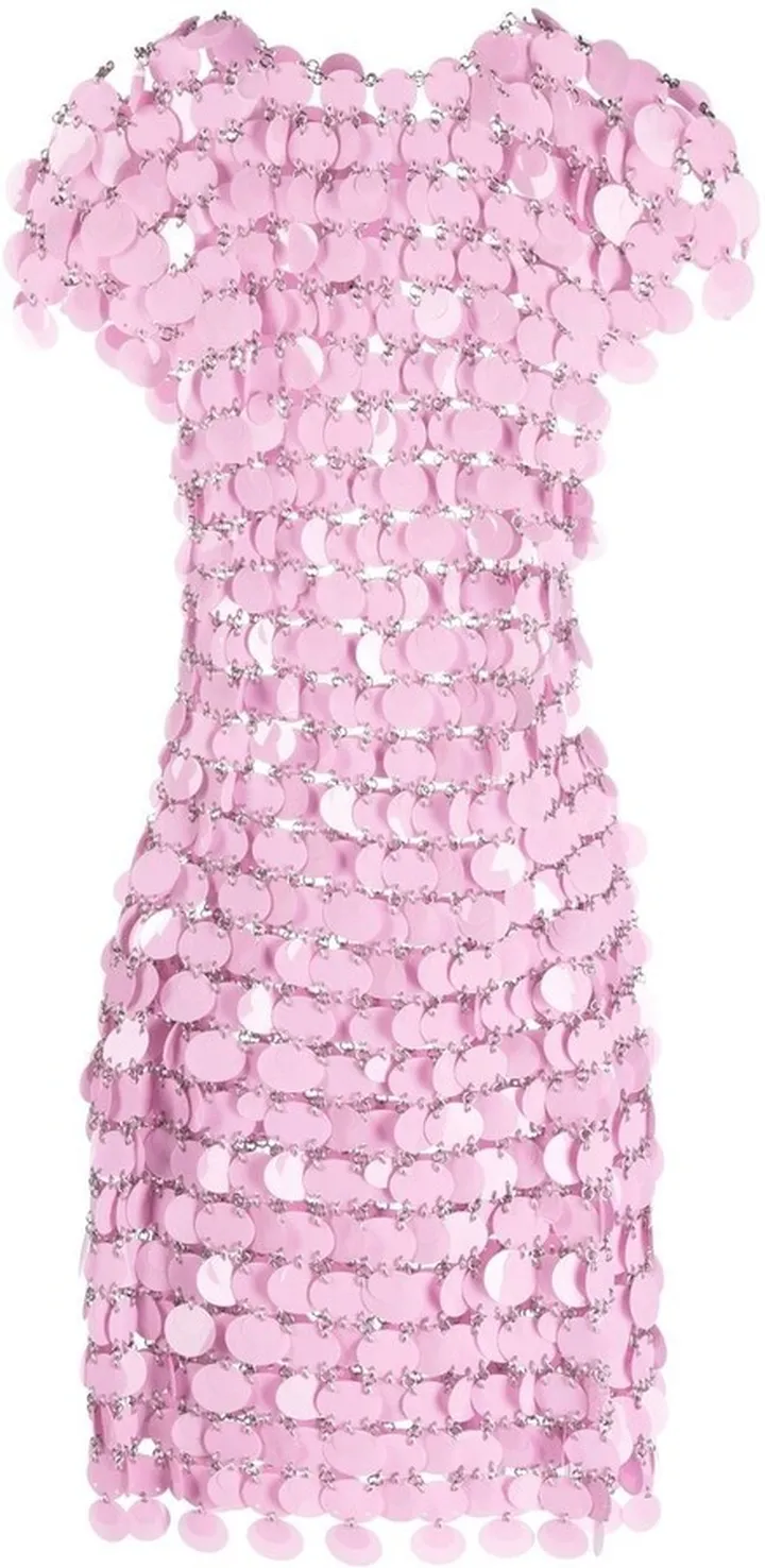 Sequin Chain-Disc Mini Dress