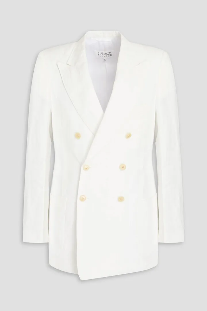 Double-breasted linen blazer