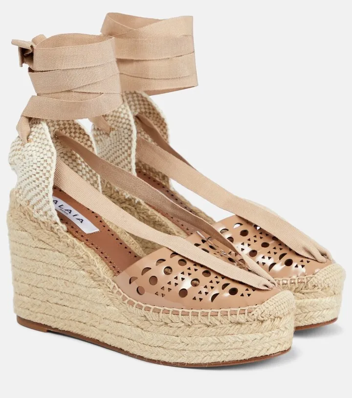 Laser-cut espadrille wedges