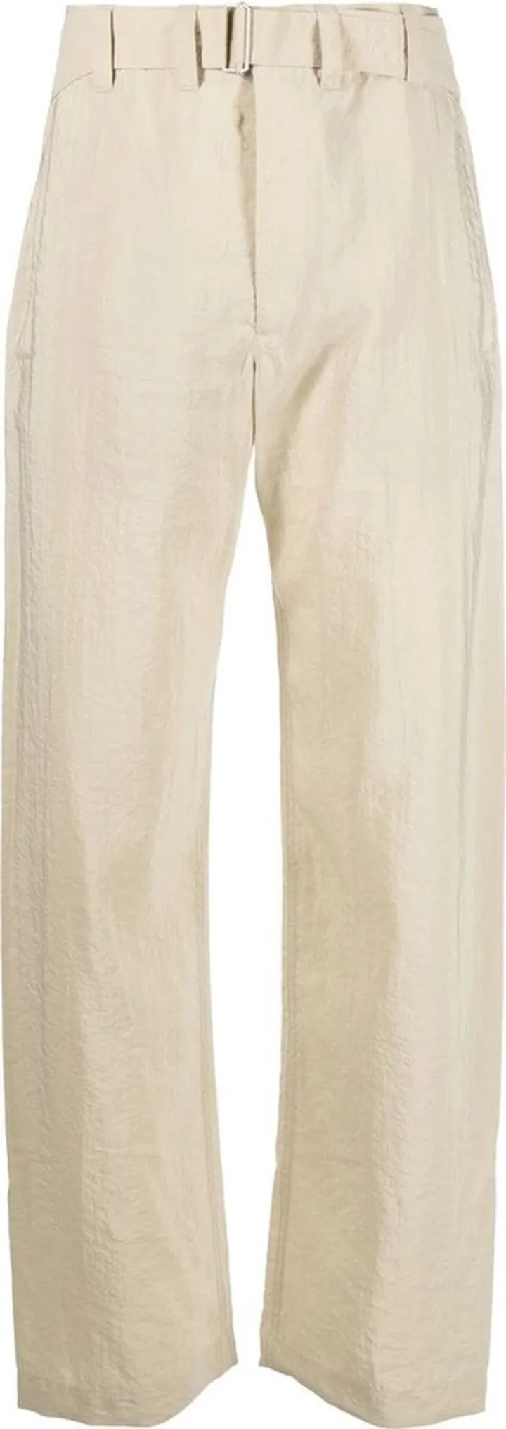 Soft belted straight trousers