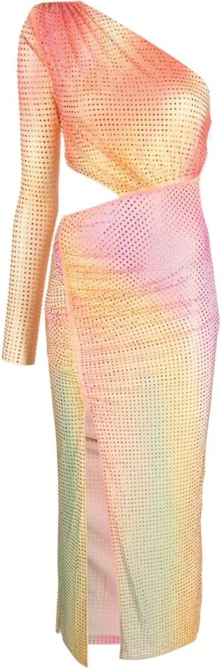 Rhinestone-Embellished One-Shoulder Dress