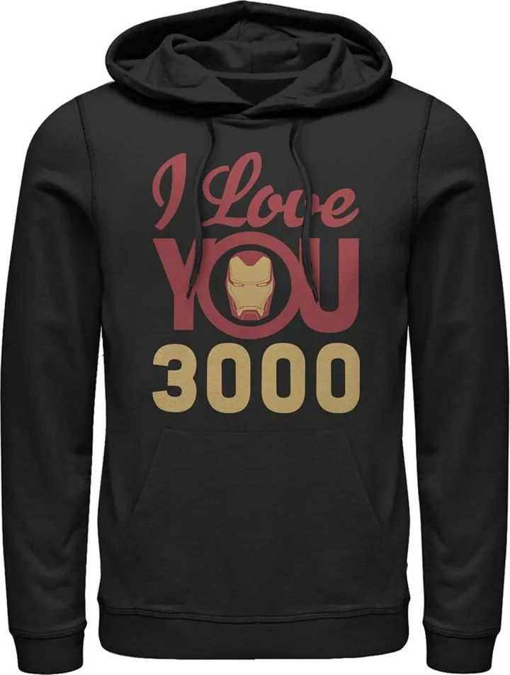 Men's Marvel Iron Man Love 3000 Pull Over Hoodie - Black - Large