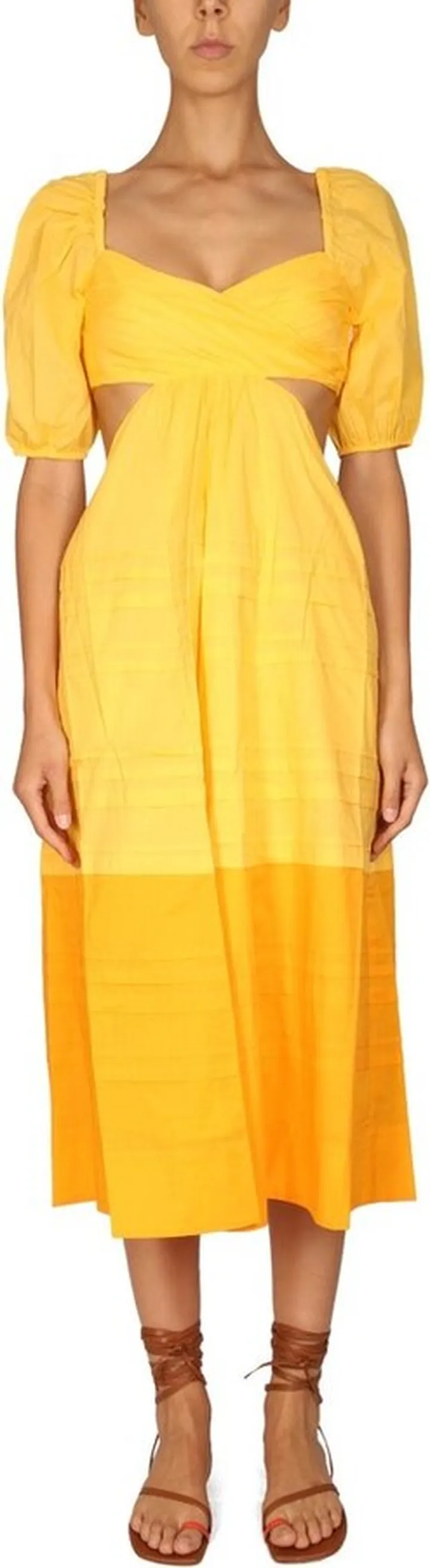 Staud Carina Cut-Out Ribbed Midi Dress