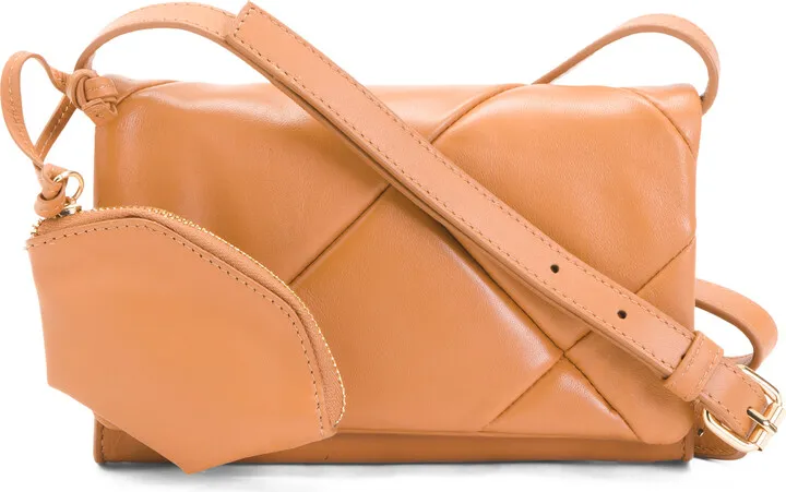 Leather Kaiza Quilted Front Crossbody With Key Coin Pouch