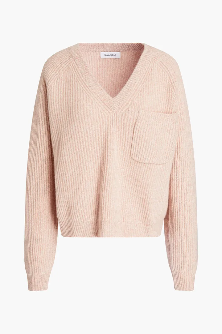 Mélange ribbed cashmere sweater