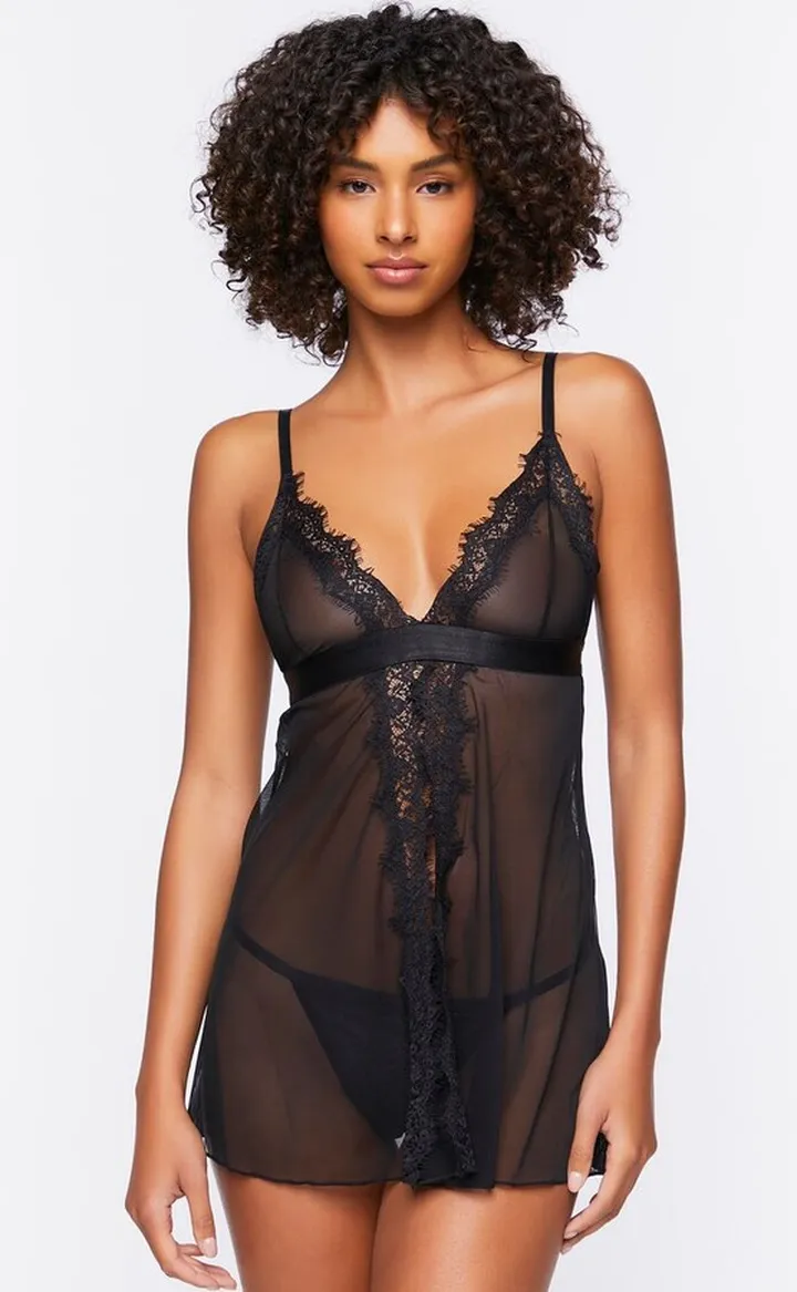 Mesh Cami & Thong Lingerie Set