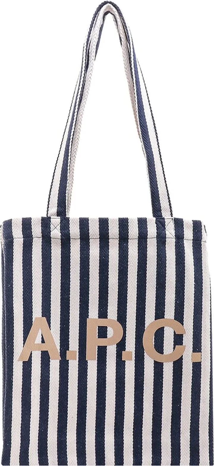 Canvas shoulder bag with striped motif