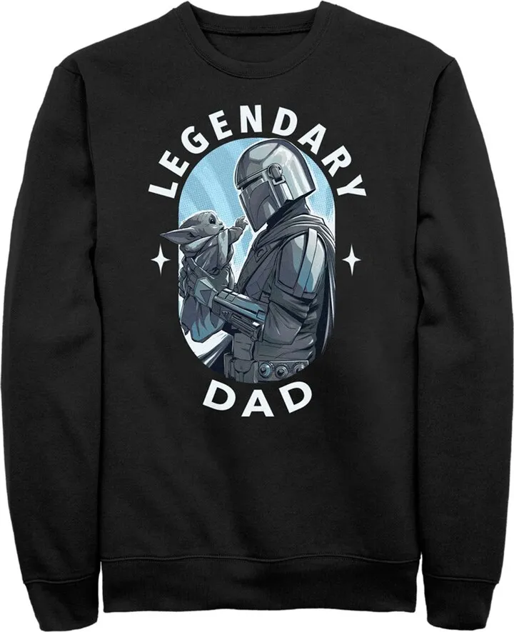 Men's Star Wars: The Mandalorian Legendary Dad Din Djarin and Grogu Sweatshirt - Black - Large