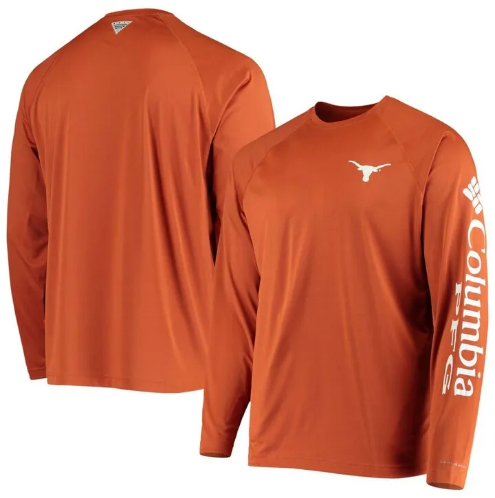 Men's Pfg Burnt Orange Texas Longhorns Terminal Tackle Omni-Shade Long Sleeve T-shirt