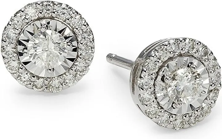 14K White Gold & 0.5 TCW Diamond Stud Earrings