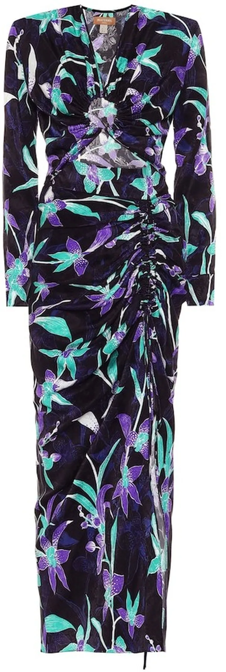 Floral-jacquard cutout midi dress
