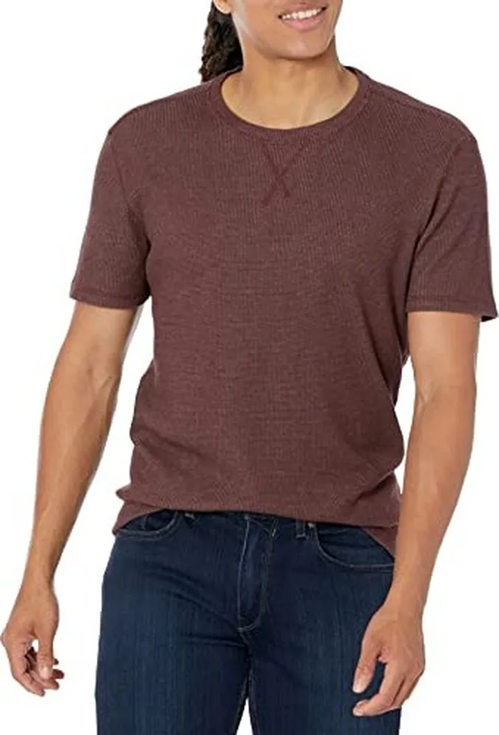John Varvatos mens Waffle Crew With Coverstitch T Shirt