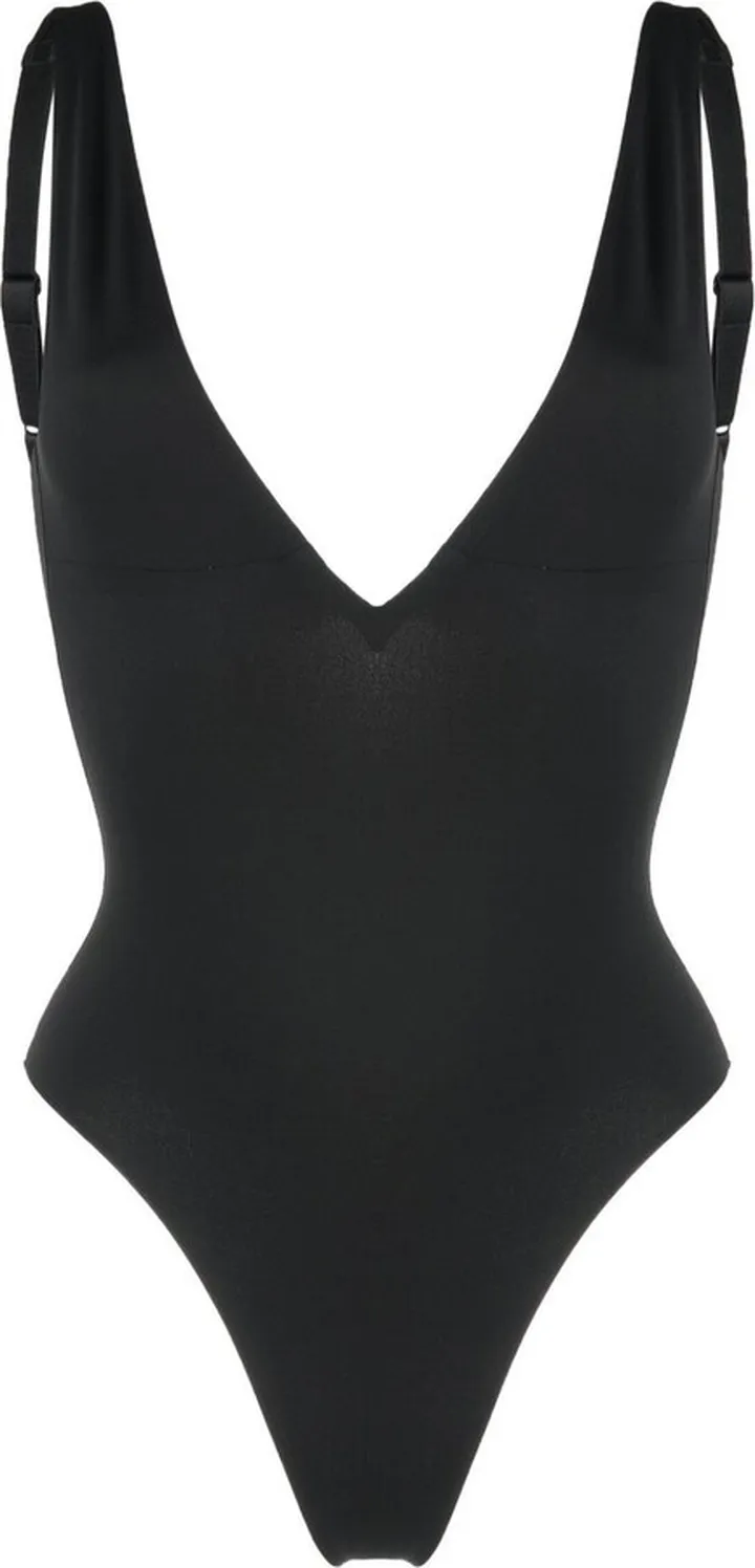 V-neck logo-print bodysuit