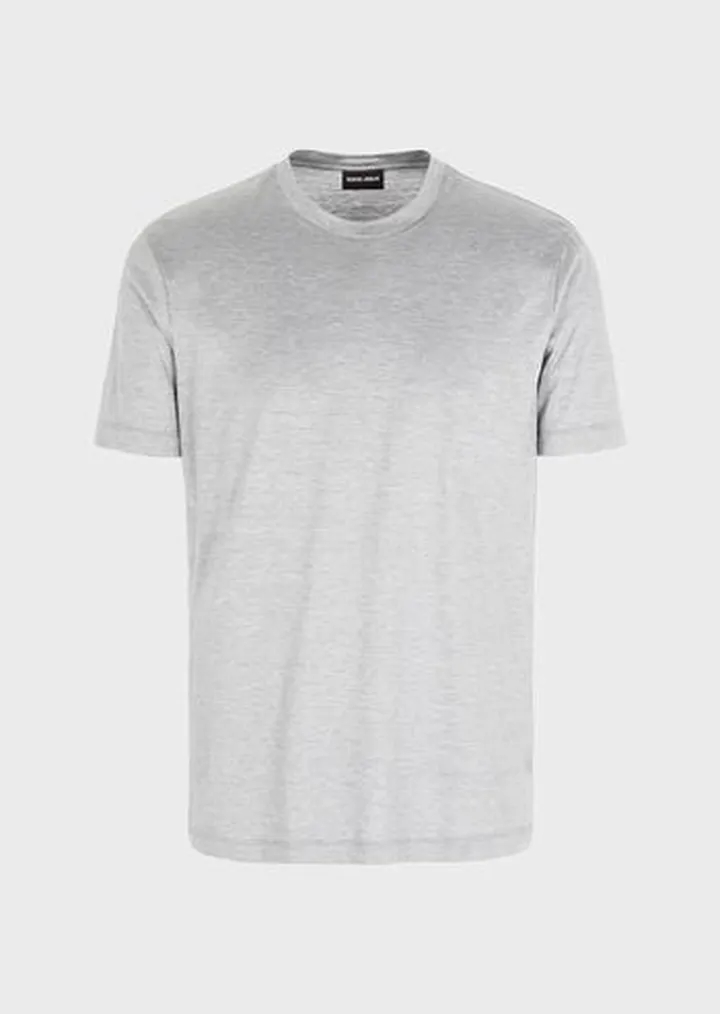 Plain-knit jersey T-shirt in a silk-and-cotton blend