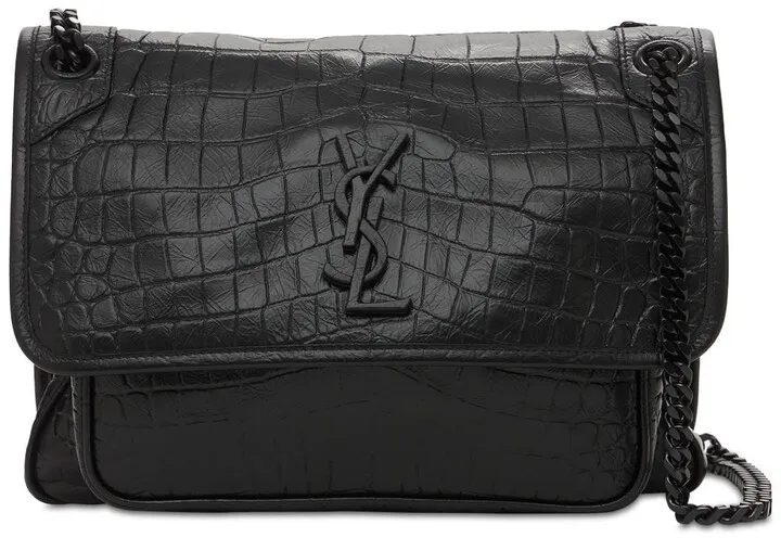 Medium Niki Croc Embossed Leather Bag
