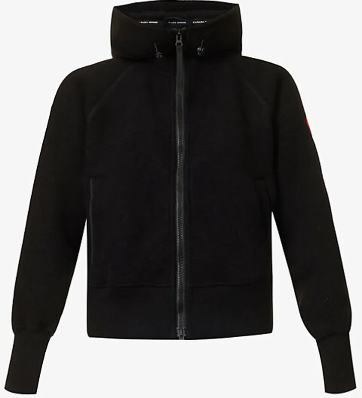 Womens Black Chilliwack Recycled Wool-blend Bomber Jacket