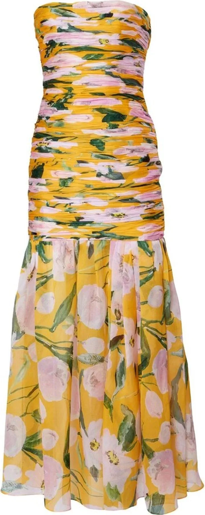 Floral-Print Gathered Midi Dress