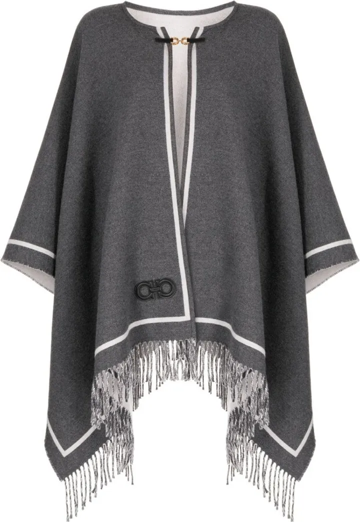Gancini wool-cashmere knit cape