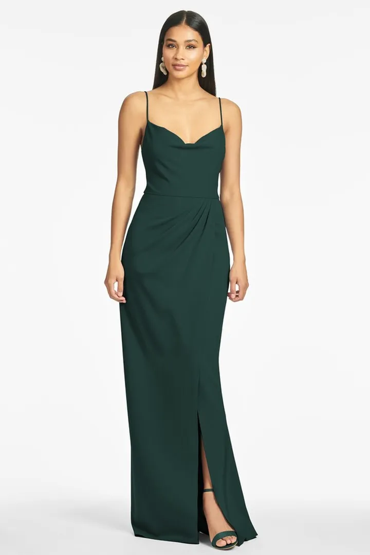 Paulina 4-Way Stretch Crepe Gown - Emerald