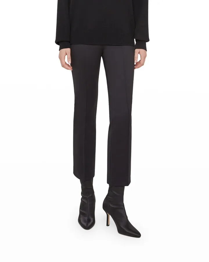 Pinch-Seam Straight-Leg Crop Pants