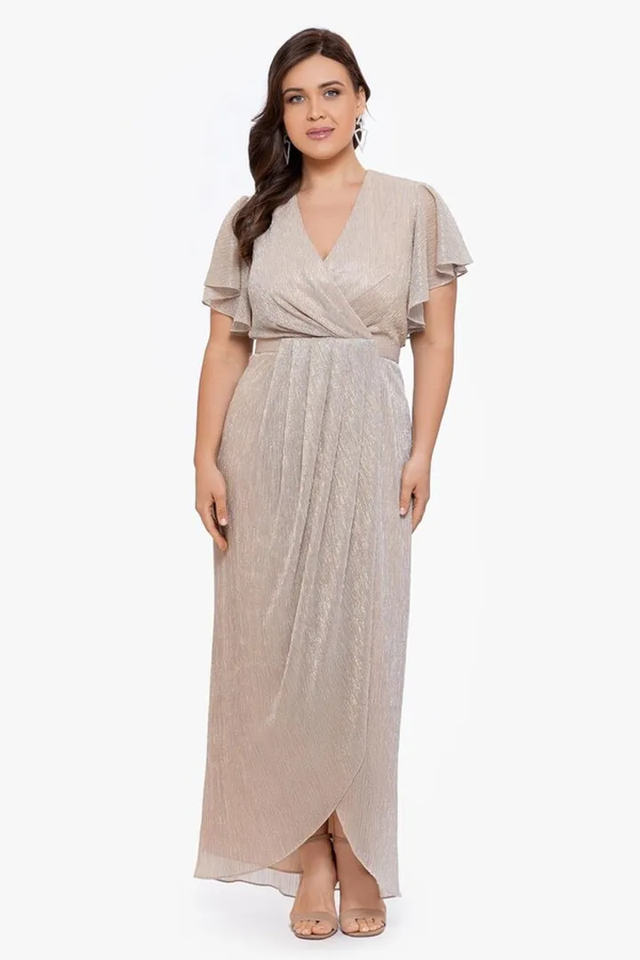 V - Neck Crinkle Tulip Skirt Dress