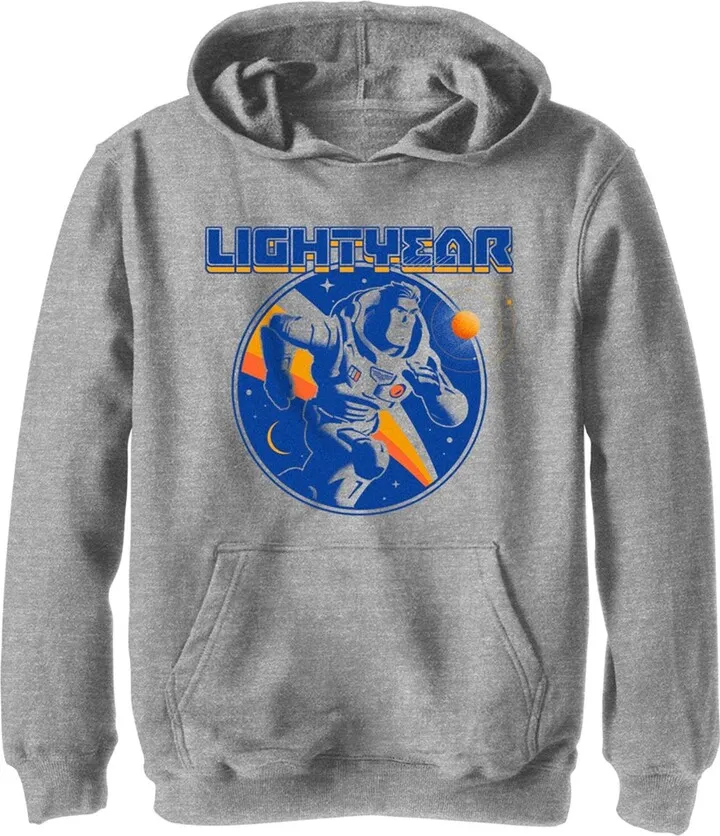 Boy's Lightyear Retro Logo Pull Over Hoodie - Athletic Heather - X Large