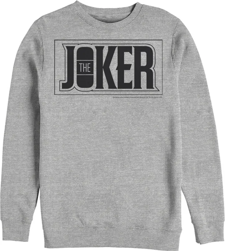 Men's Batman Joker Text Logo Sweatshirt - Athletic Heather - X Large