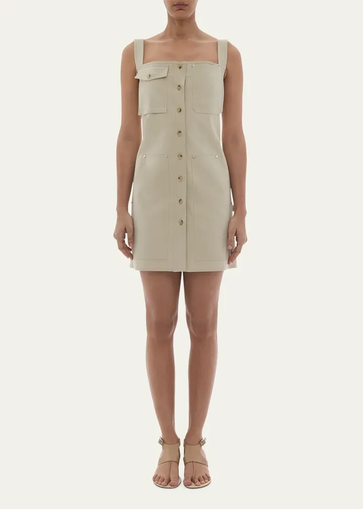 Button-Front Mini Utility Dress