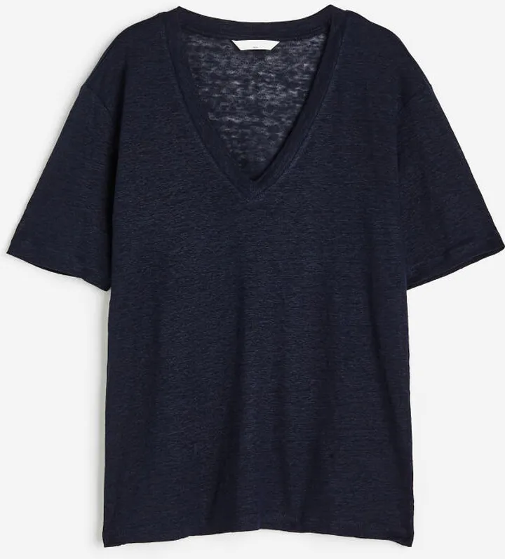 V-neck Linen Jersey T-shirt