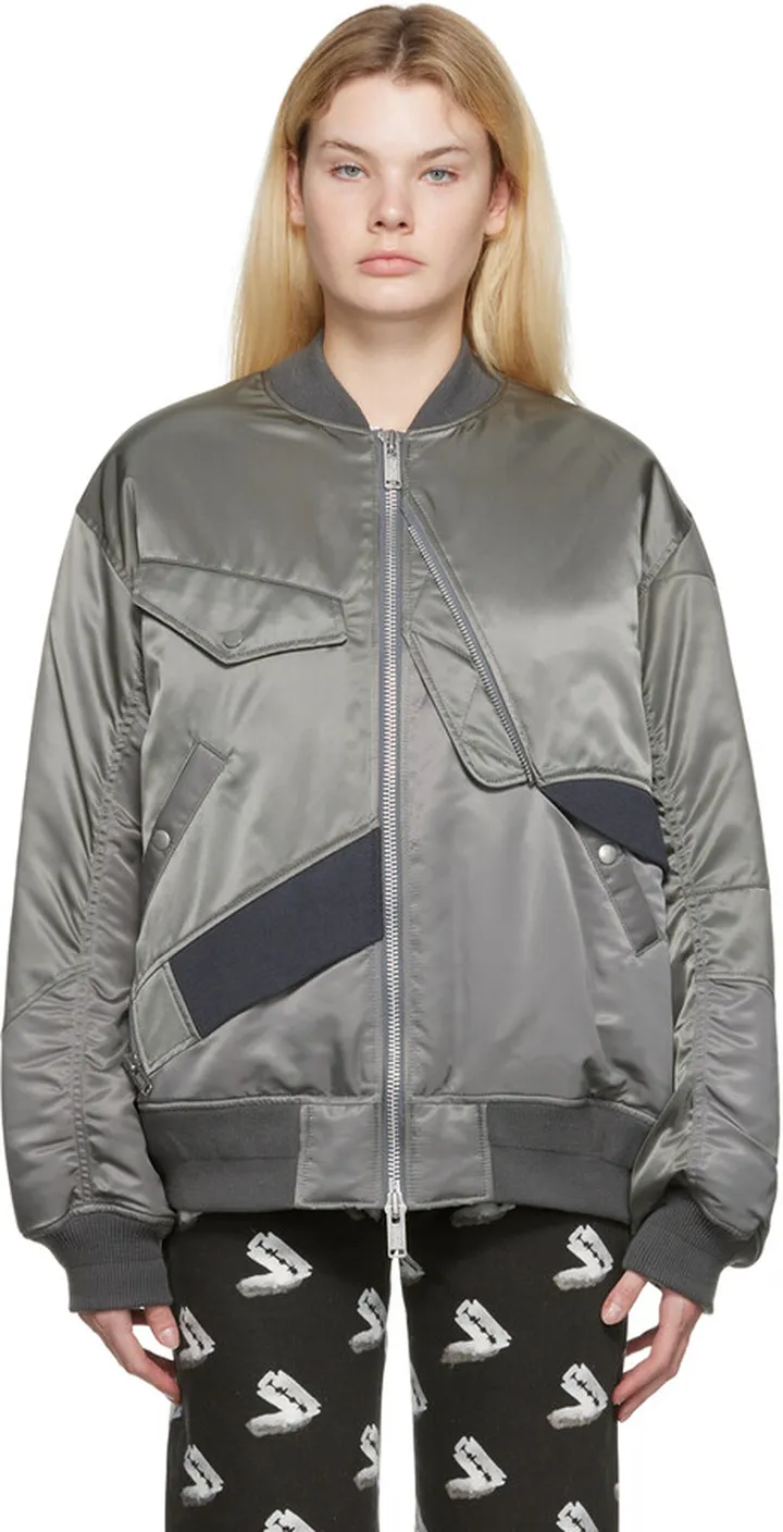 UNDERCOVER Gray Paneled Bomber Jacket