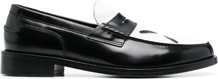 Slashed leather loafers