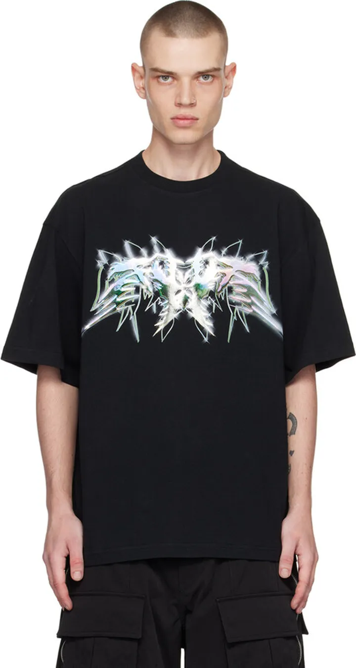 We11done Black 3D Western Print T-Shirt