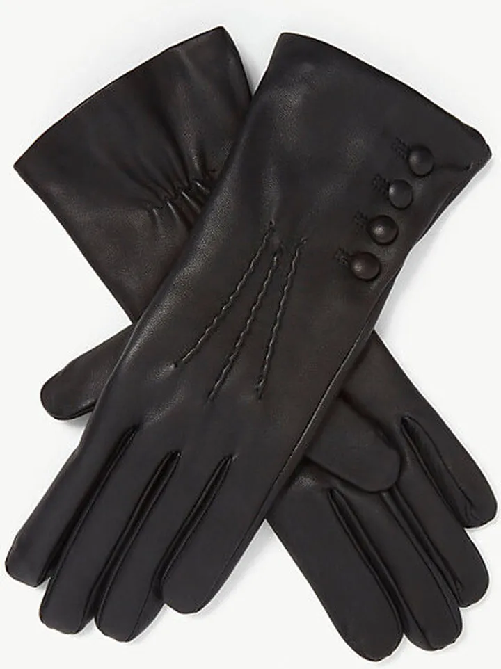 Womens Black (red) Evelyn Cashmere-lined Leather Gloves