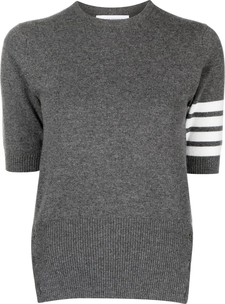 signature 4-Bar stripe short-sleeve cashmere top