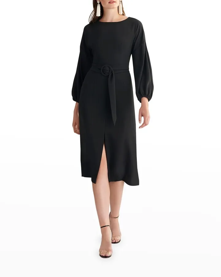Annie Belted Midi Sheath Dress