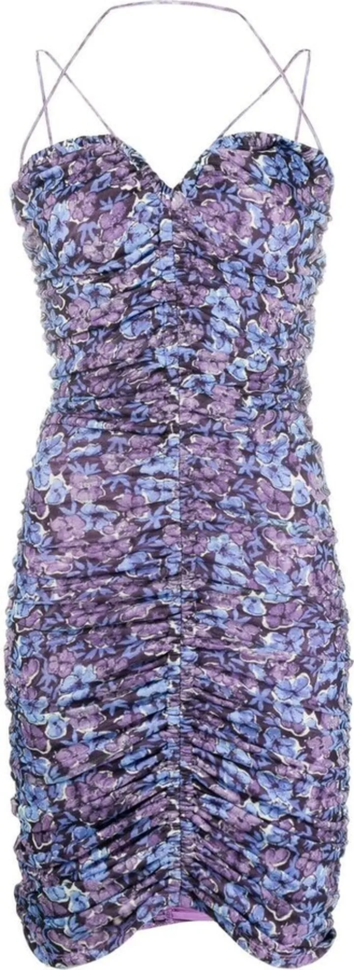 Ruched Mesh Floral Dress