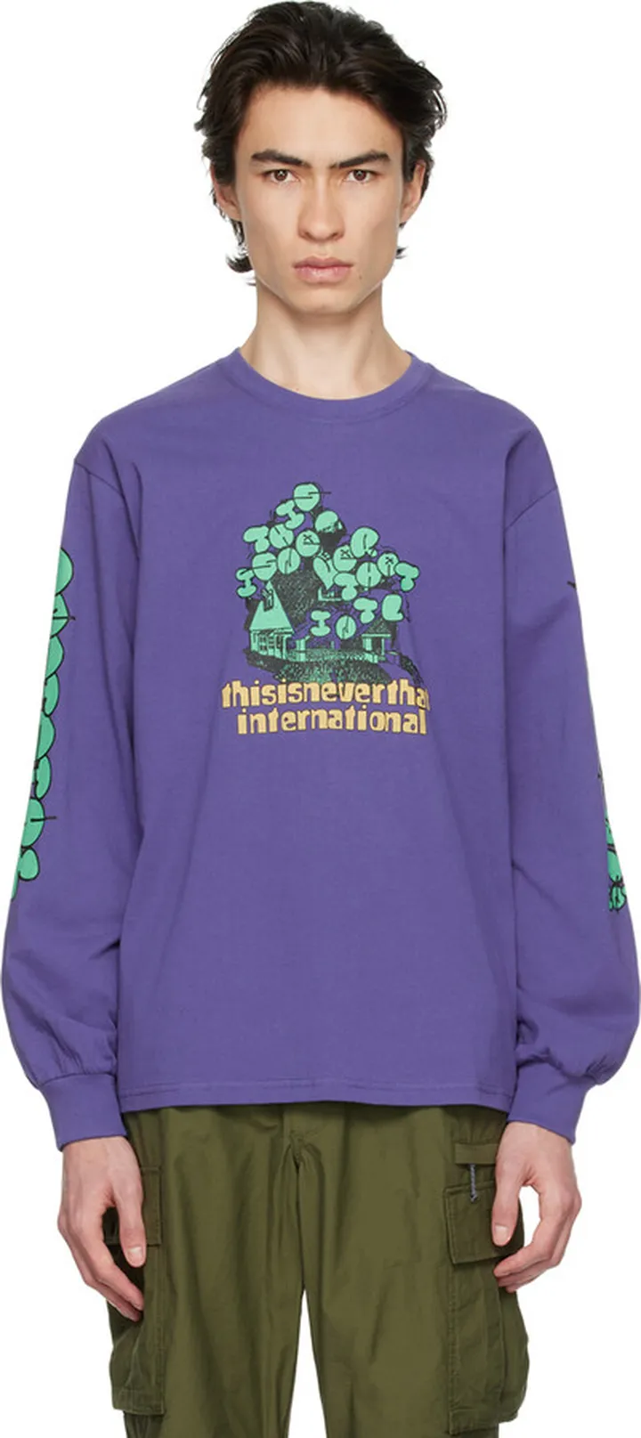thisisneverthat Purple Burning House Long Sleeve T-Shirt