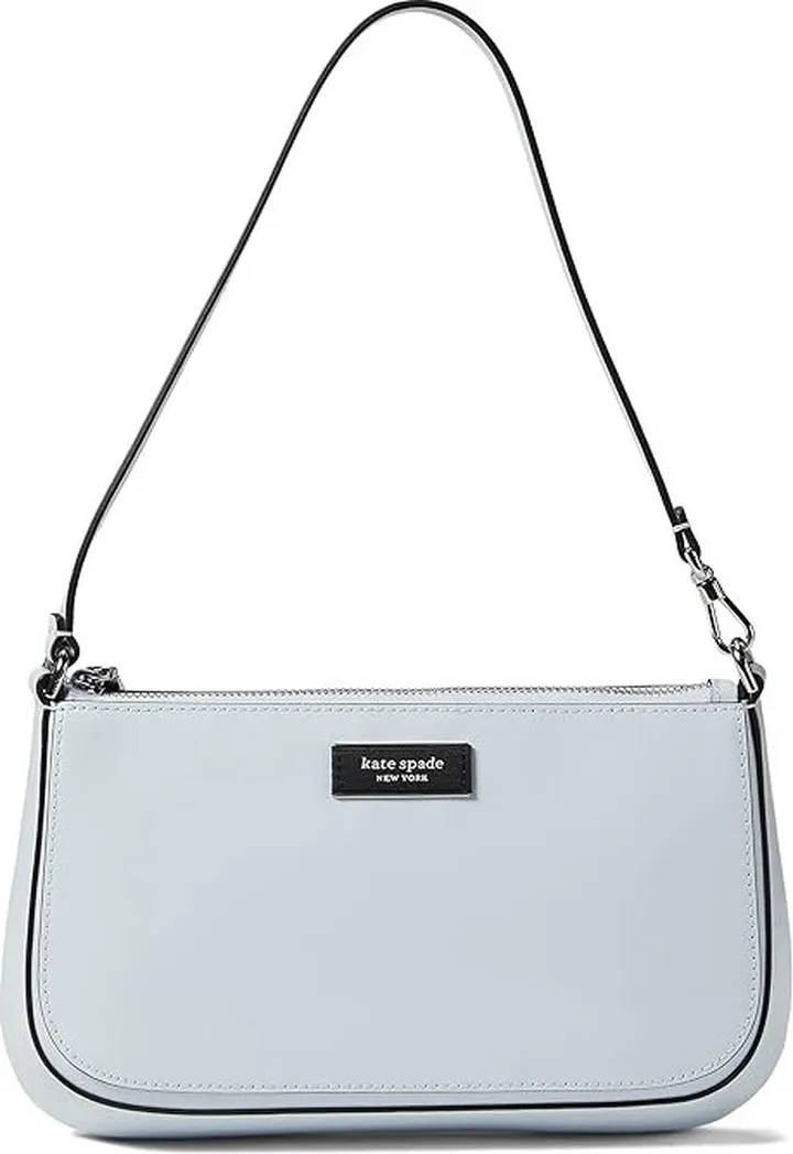 Kate Spade New York Sam Icon Spazzolato Leather Mini Pouchette (Watercolor Blue) Handbags