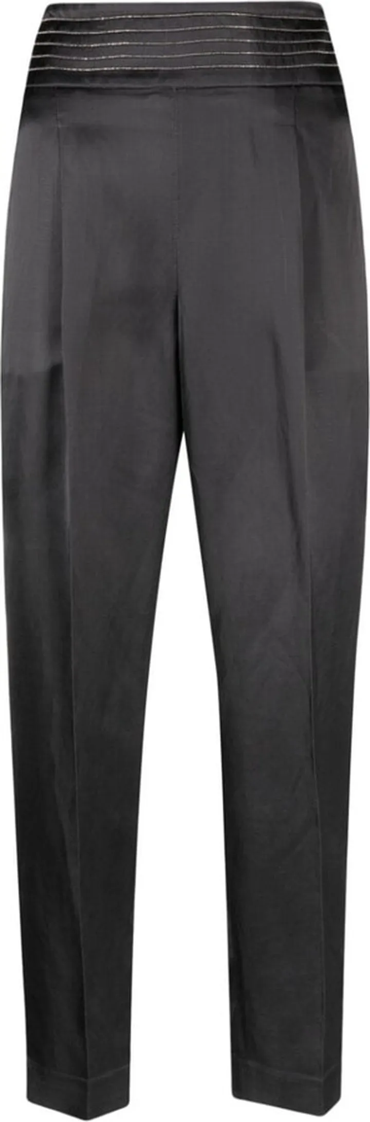 Satin-Finish Cropped Trousers