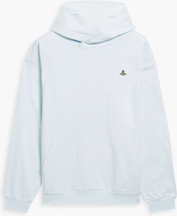 Embroidered French cotton-terry hoodie