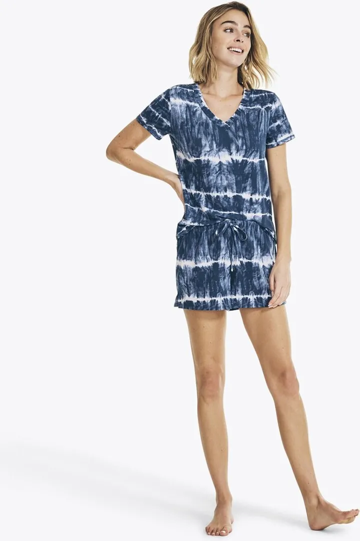 Nautica Womens Tie-Dye Print Pajama Short Set