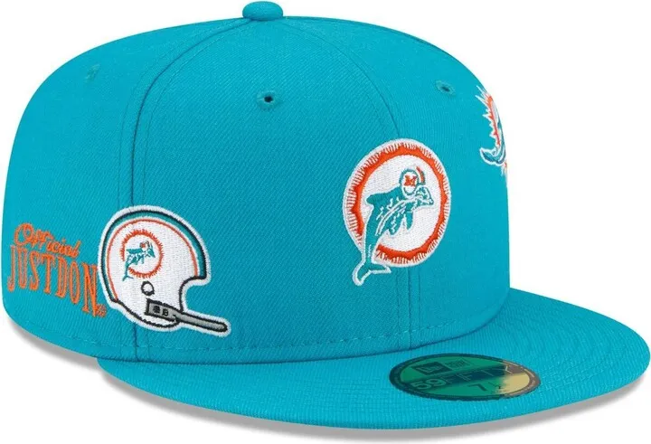 Men's New Era Aqua Miami Dolphins Just Don 59Fifty Fitted Hat