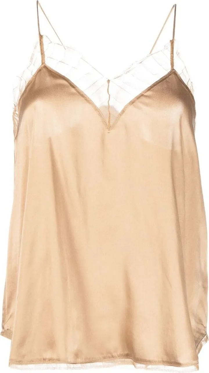 Lace-Trim Silk Camisole Top
