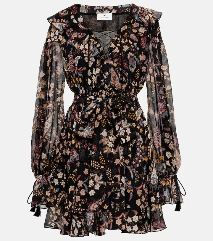 Paisley silk minidress