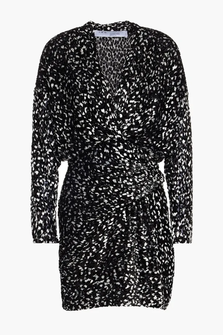 Mielan metallic leopard-print velvet mini dress