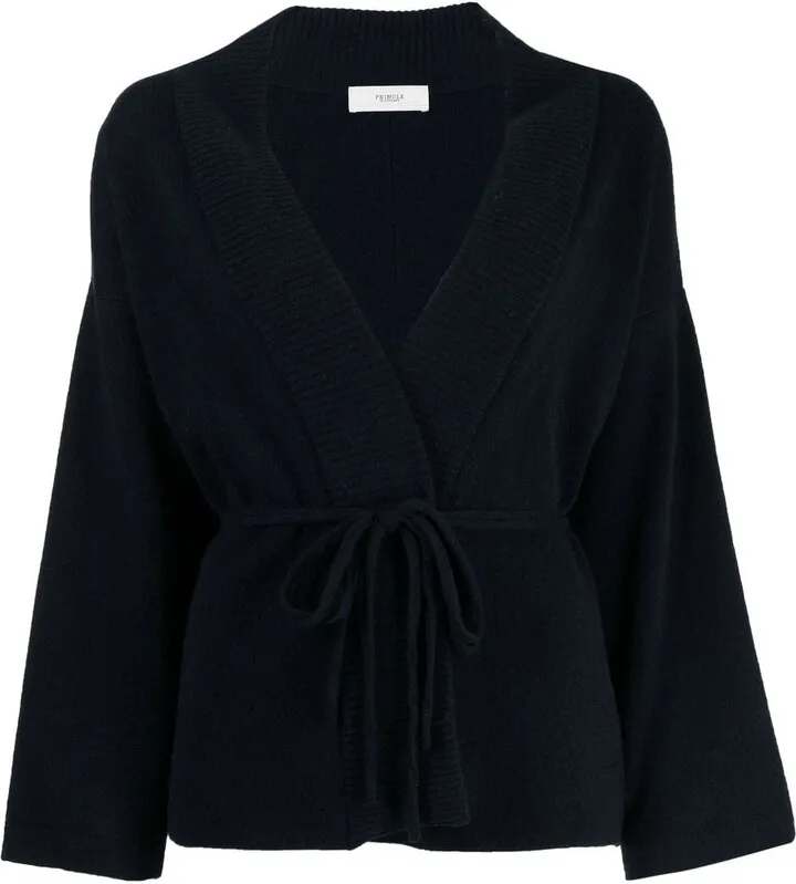 V-neck tie-waist cardigan