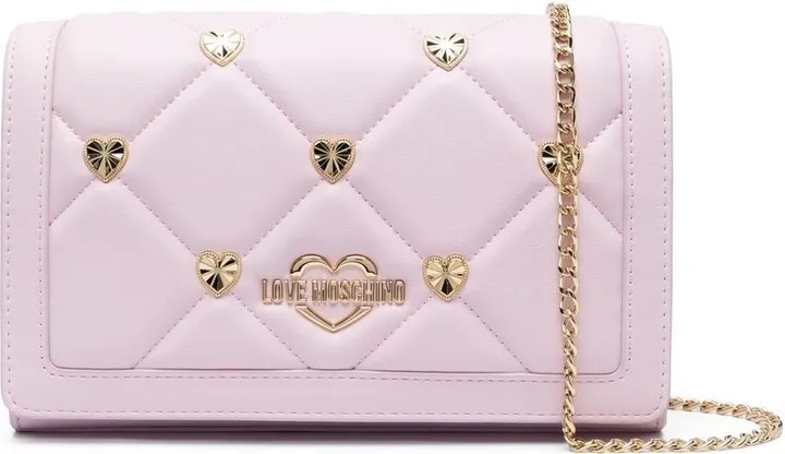 Quilted Heart Stud Crossbody Bag