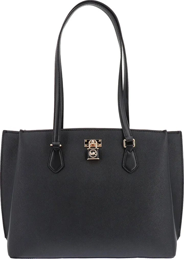 Saffiano leather handbag with iconic front detail
