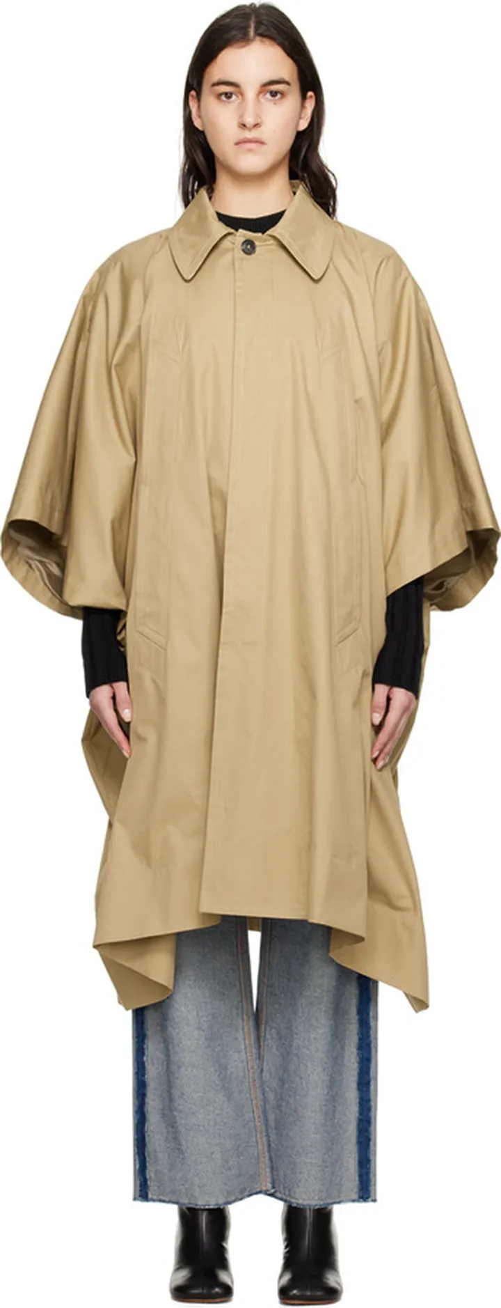 MM6 Maison Margiela Beige Button Trench Coat